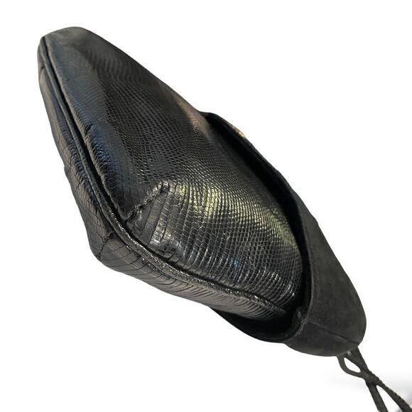 GUCCI Vintage Suede & Lizard Crossbody Bag with GG Motif - Picture 12 of 14